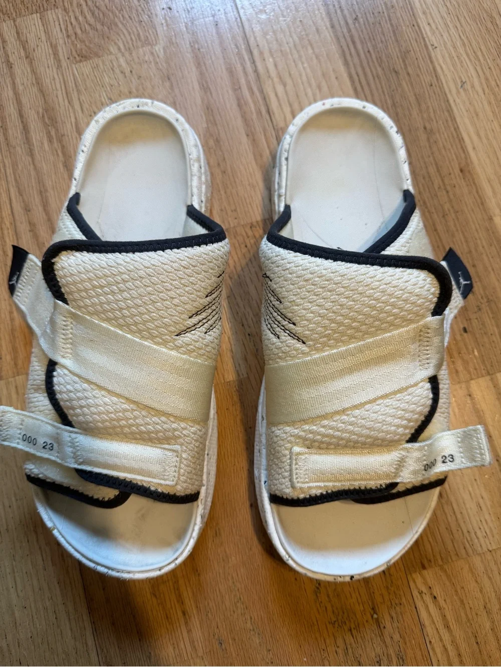 Jordan Cream and Black Adjustable Slide Sandals